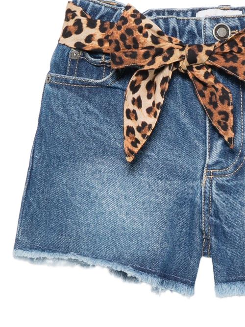 Shorts bambina MC2 Saint Barth Kiko Jr in denim con cintura leopardata MC2 SAINT BARTH Kids | KIKO JR00958L